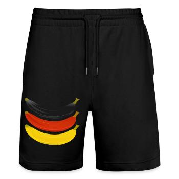 Bananen in Deutschlandfarben - Stanley/Stella Unisex Bio Joggingshorts Trainer  - Schwarz - Vorne - Nik (191cm) & Marisol (170cm)
