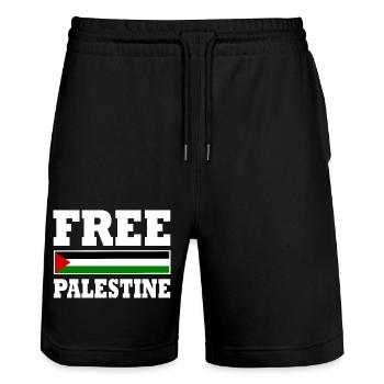 Free palestine - Short de jogging bio TRAINER Stanley/Stella unisexe - noir - Devant - Nik (191cm) & Marisol (170cm)