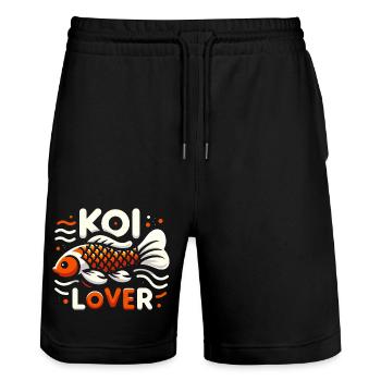 Koi Lover - Stanley/Stella Unisex Bio Joggingshorts Trainer  - Schwarz - Vorne - Nik (191cm) & Marisol (170cm)