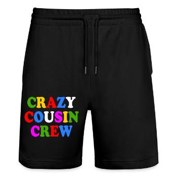 Crazy cousin crew - Stanley/Stella Trainer Unisex Organic Jogging Shorts - black - Front - Nik (191cm) & Marisol (170cm)