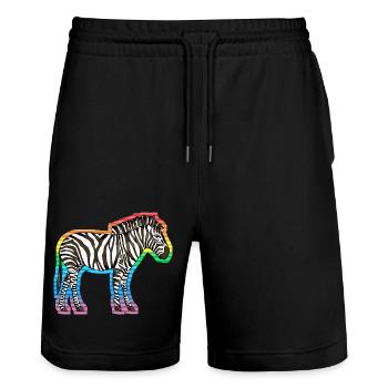 Zebra - Stanley/Stella Unisex Bio Joggingshorts Trainer  - Schwarz - Vorne - Nik (191cm) & Marisol (170cm)