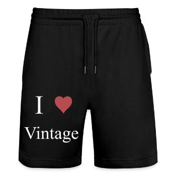 Graphismes Vintage 5 - Short de jogging bio TRAINER Stanley/Stella unisexe - noir - Devant - Nik (191cm) & Marisol (170cm)
