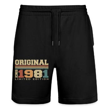 Original 1981 Rétro Cadeau 43e Anniversaire 1981 - Short de jogging bio TRAINER Stanley/Stella unisexe - noir - Devant - Nik (191cm) & Marisol (170cm)