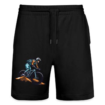 Mountain bikers Sports Mountain biking - Stanley/Stella Trainer Unisex Organic Jogging Shorts - black - Front - Nik (191cm) & Marisol (170cm)