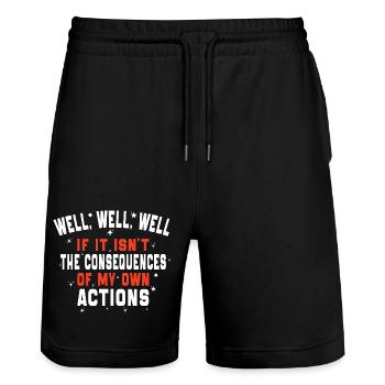 The Consequences Of My Own Actions funny sayings - Short de jogging bio TRAINER Stanley/Stella unisexe - noir - Devant - Nik (191cm) & Marisol (170cm)