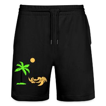 Palmier crabe - Short de jogging bio TRAINER Stanley/Stella unisexe - noir - Devant - Nik (191cm) & Marisol (170cm)