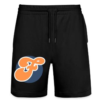 Buchstabe f orange sport - Stanley/Stella Unisex Bio Joggingshorts Trainer  - Schwarz - Vorne - Nik (191cm) & Marisol (170cm)