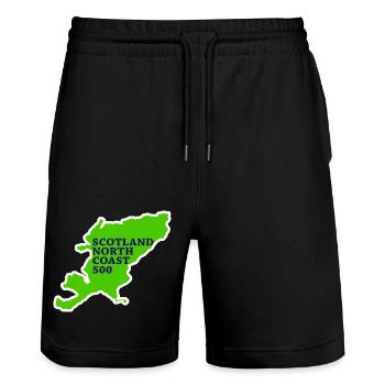 SCOTLAND nc500 map - Stanley/Stella Trainer Unisex Organic Jogging Shorts - black - Front - Nik (191cm) & Marisol (170cm)