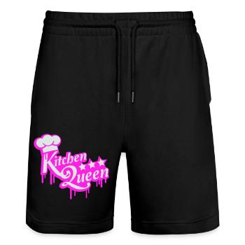 Kitchen Queen Logo Lettering Kitchen Queen Woman - Stanley/Stella Trainer Unisex Organic Jogging Shorts - black - Front - Nik (191cm) & Marisol (170cm)