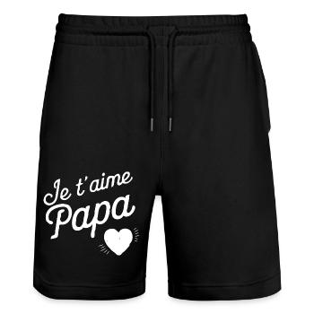 Belle idée cadeau fete des pères anniversaire papa - Short de jogging bio TRAINER Stanley/Stella unisexe - noir - Devant - Nik (191cm) & Marisol (170cm)