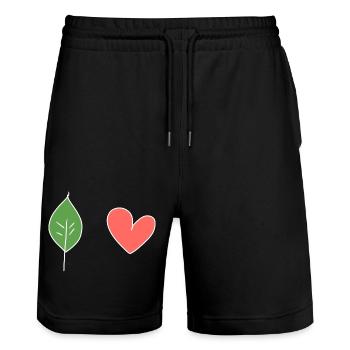 Feuille Coeur Amour Nature Symbole - Short de jogging bio TRAINER Stanley/Stella unisexe - noir - Devant - Nik (191cm) & Marisol (170cm)