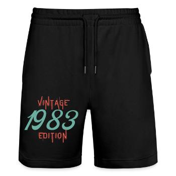 Jahrgang 1983 Ausgabe - Stanley/Stella Unisex Bio Joggingshorts Trainer  - Schwarz - Vorne - Nik (191cm) & Marisol (170cm)