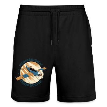 Professioneller Crop Duster Pilot, Antenne - Stanley/Stella Unisex Bio Joggingshorts Trainer  - Schwarz - Vorne - Nik (191cm) & Marisol (170cm)