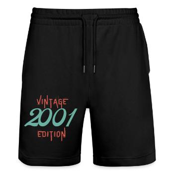 Vintage 2001 edition - Stanley/Stella Trainer Unisex Organic Jogging Shorts - black - Front - Nik (191cm) & Marisol (170cm)