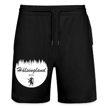 Hälsingland Suède Autocollants de vacances Bock - Short de jogging bio TRAINER Stanley/Stella unisexe - noir - Devant - Nik (191cm) & Marisol (170cm)