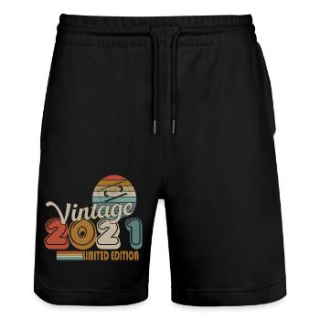 2021 - Stanley/Stella Trainer Unisex Organic Jogging Shorts - black - Front - Nik (191cm) & Marisol (170cm)