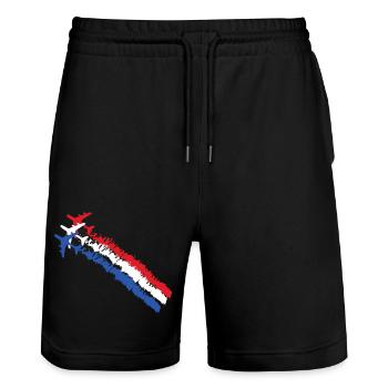 Drapeau français bleu blanc rouge avions armée - Short de jogging bio TRAINER Stanley/Stella unisexe - noir - Devant - Nik (191cm) & Marisol (170cm)