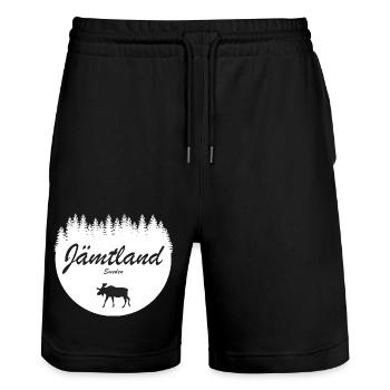 Jämtland Schweden Aufkleber Urlaub Elch Norden - Stanley/Stella Unisex Bio Joggingshorts Trainer  - Schwarz - Vorne - Nik (191cm) & Marisol (170cm)
