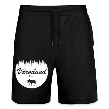 Värmland Schweden Aufkleber Urlaub Elch Norden - Stanley/Stella Unisex Bio Joggingshorts Trainer  - Schwarz - Vorne - Nik (191cm) & Marisol (170cm)