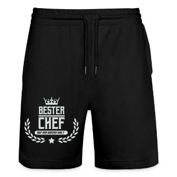 bester chef der welt - Stanley/Stella Unisex Bio Joggingshorts Trainer  - Schwarz - Vorne - Nik (191cm) & Marisol (170cm)