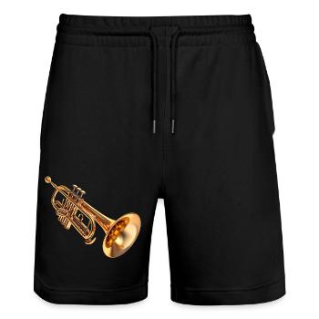 The use of the trumpet - Stanley/Stella Trainer Unisex Organic Jogging Shorts - black - Front - Nik (191cm) & Marisol (170cm)