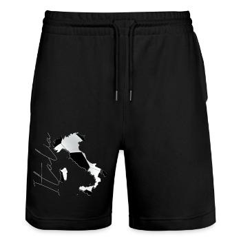 Italy Map Framed Real Football IT - Stanley/Stella Trainer Unisex Organic Jogging Shorts - black - Front - Nik (191cm) & Marisol (170cm)