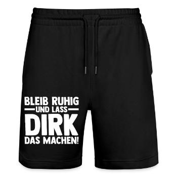 Prénom Dirk - Short de jogging bio TRAINER Stanley/Stella unisexe - noir - Devant - Nik (191cm) & Marisol (170cm)