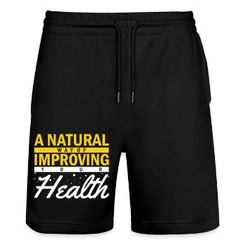 Your Health - Stanley/Stella Unisex Bio Joggingshorts Trainer  - Schwarz - Vorne - Nik (191cm) & Marisol (170cm)