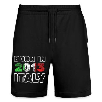 Geboren 2013 - Stanley/Stella Unisex Bio Joggingshorts Trainer  - Schwarz - Vorne - Nik (191cm) & Marisol (170cm)