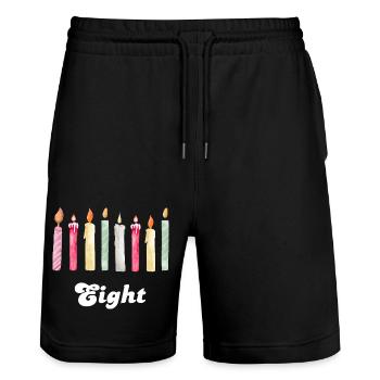 8e anniversaire bougie - Short de jogging bio TRAINER Stanley/Stella unisexe - noir - Devant - Nik (191cm) & Marisol (170cm)