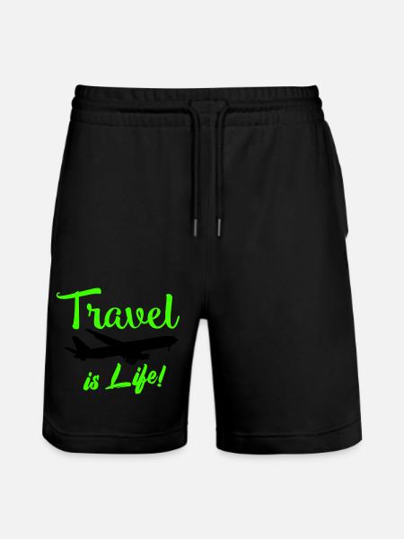 travel is life - Stanley/Stella Trainer Unisex Organic Jogging Shorts - black