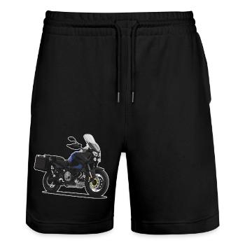 Voyage Enduro // Illustration // Moto - Short de jogging bio TRAINER Stanley/Stella unisexe - noir - Devant - Nik (191cm) & Marisol (170cm)