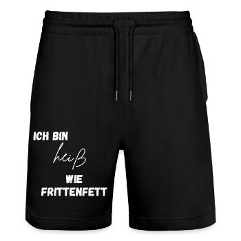 Heiß wie Frittenfett - Stanley/Stella Unisex Bio Joggingshorts Trainer  - Schwarz - Vorne - Nik (191cm) & Marisol (170cm)