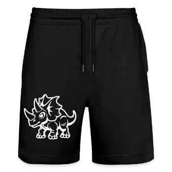 dinosaurier Triceratops - Stanley/Stella Unisex Bio Joggingshorts Trainer  - Schwarz - Vorne - Nik (191cm) & Marisol (170cm)