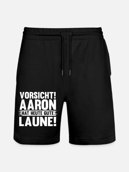 First name Aaron - Stanley/Stella Trainer Unisex Organic Jogging Shorts - black