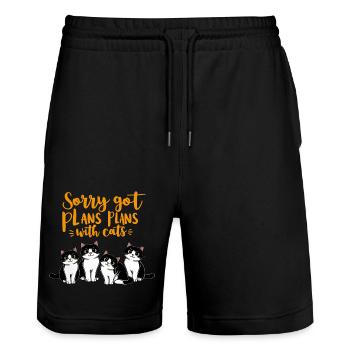 Catswith plans #2 - Stanley/Stella Unisex Bio Joggingshorts Trainer  - Schwarz - Vorne - Nik (191cm) & Marisol (170cm)