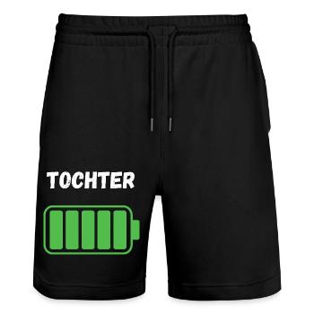 Tochter - Voller Akku - Stanley/Stella Unisex Bio Joggingshorts Trainer  - Schwarz - Vorne - Nik (191cm) & Marisol (170cm)