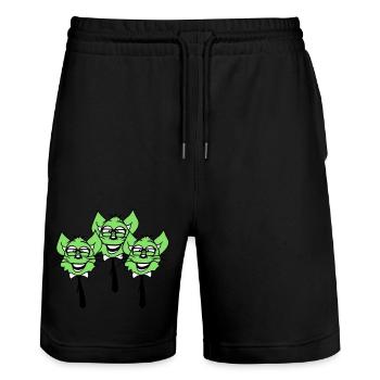 3 Schlaue Nerd Katzen Hornbrille Geek Krawatte Fun - Stanley/Stella Unisex Bio Joggingshorts Trainer  - Schwarz - Vorne - Nik (191cm) & Marisol (170cm)