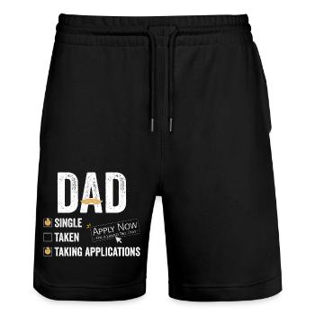 Single Dad taking application funny cool - Stanley/Stella Unisex Bio Joggingshorts Trainer  - Schwarz - Vorne - Nik (191cm) & Marisol (170cm)