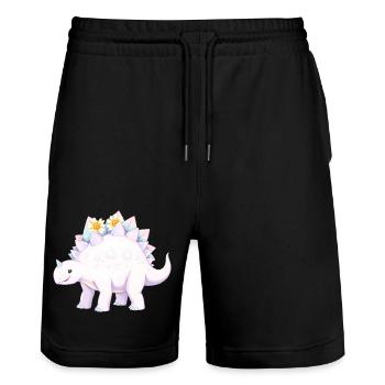 Skurriler lila Dinosaurier mit Gänseblümchen - Stanley/Stella Unisex Bio Joggingshorts Trainer  - Schwarz - Vorne - Nik (191cm) & Marisol (170cm)