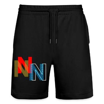 Lettre N - Short de jogging bio TRAINER Stanley/Stella unisexe - noir - Devant - Nik (191cm) & Marisol (170cm)