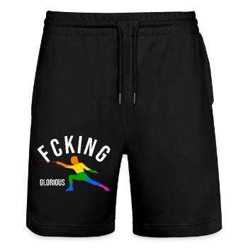 Fcking Glorious Fencer - Stanley/Stella Trainer Unisex Organic Jogging Shorts - black - Front - Nik (191cm) & Marisol (170cm)