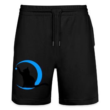 Le Chat - Cœur Lune - Short de jogging bio TRAINER Stanley/Stella unisexe - noir - Devant - Nik (191cm) & Marisol (170cm)