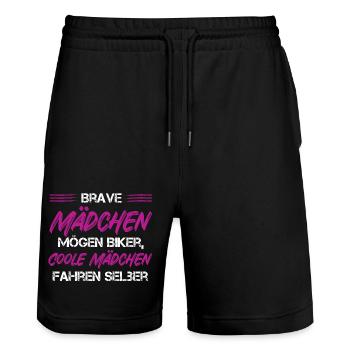 Brave Mädchen – Erobern die Straße - Stanley/Stella Unisex Bio Joggingshorts Trainer  - Schwarz - Vorne - Nik (191cm) & Marisol (170cm)