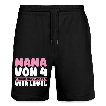 Mama Von 4 Kindern - Stanley/Stella Unisex Bio Joggingshorts Trainer  - Schwarz - Vorne - Nik (191cm) & Marisol (170cm)