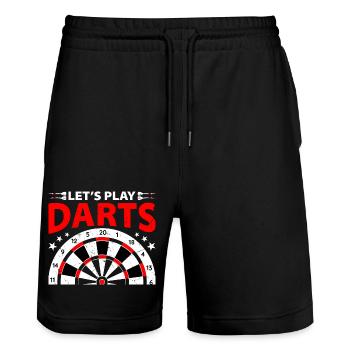 Dartspieler 180 Dart - Stanley/Stella Unisex Bio Joggingshorts Trainer  - Schwarz - Vorne - Nik (191cm) & Marisol (170cm)