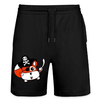 Little Cute Captain Fox Pirate Animal Eye Patch - Stanley/Stella Trainer Unisex Organic Jogging Shorts - black - Front - Nik (191cm) & Marisol (170cm)