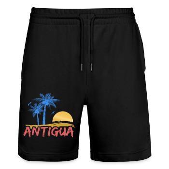 Antigua Beach - Stanley/Stella Trainer Unisex Organic Jogging Shorts - black - Front - Nik (191cm) & Marisol (170cm)