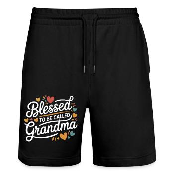 To Be Called Grandma 12 - Stanley/Stella Unisex Bio Joggingshorts Trainer  - Schwarz - Vorne - Nik (191cm) & Marisol (170cm)