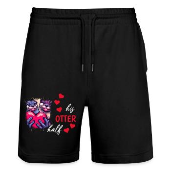Loutre demi-amour cadeau - Short de jogging bio TRAINER Stanley/Stella unisexe - noir - Devant - Nik (191cm) & Marisol (170cm)